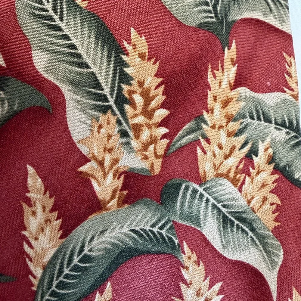 TOMMY BAHAMA 100% Silk Tropical Palm Print Tie Rust Green NWT - Picture 9 of 10